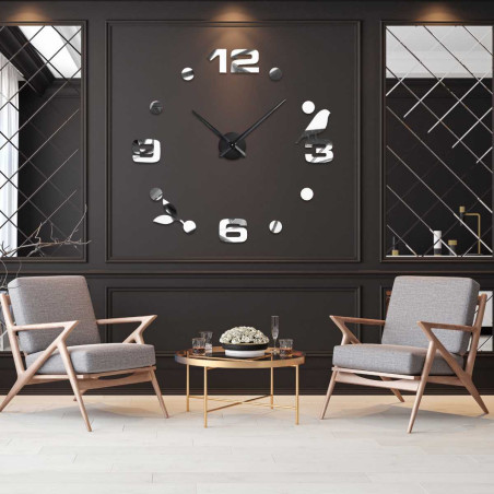 Moderné 3D hodiny s vtáčikom, výraznými číslami a dekoratívnym listom. Moderné 3D hodiny s vtáčikom, výraznými číslami a dekoratívnym listom.