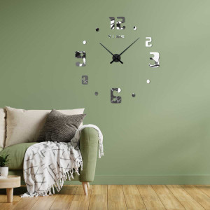 Nástenné hodiny s nápisom TIME pod číslom dvanásť a moderným číselným štýlom. 2