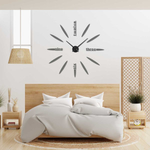 Detail 3D hodín s moderným ciferníkom, oválnymi prvkami a čitateľnými slovnými nápismi.