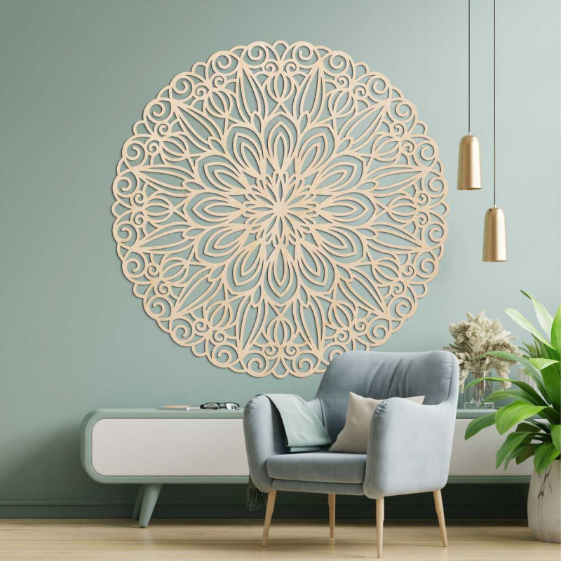 Elegantná drevená mandala na stenu