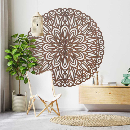 Vyrezávaná drevená mandala na stenu kvet času - ORIN