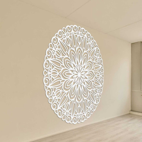 Vyrezávaná drevená mandala na stenu kvet času - ORIN