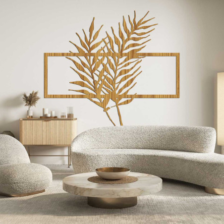 Drevený obraz s minimalistickými listami v ráme - PAPRADE