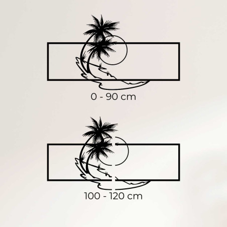 Drevený dekoračný panel s palmami a západom slnka - PALMA