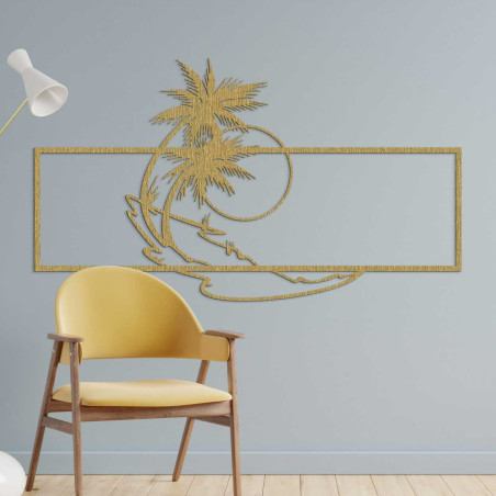 Tropická scéna s dvomi palmami a jemnými líniami oceánu. Tropická scéna s dvomi palmami a jemnými líniami oceánu.