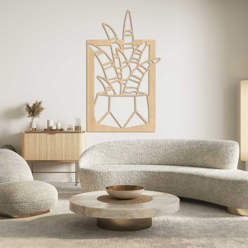 Rustikálna drevená dekorácia s jemnými motívmi izbových rastlín