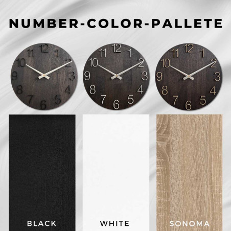 Moderné drevené hodiny s jednoduchým ciferníkom a kovovými ručičkami. Moderné drevené hodiny s jednoduchým ciferníkom a kovovými ručičkami.