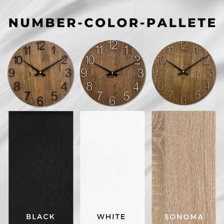 Kruhové hodiny s dekoratívnym výrezom v stredovej časti a jemnou kresbou dreva. Kruhové hodiny s dekoratívnym výrezom v stredovej časti a jemnou kresbou dreva.