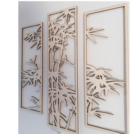 Čierny trojdielny kovový obraz s bambusom – štýlový doplnok do obývačky alebo kancelárie Čierny trojdielny kovový obraz s bambusom – štýlový doplnok do obývačky alebo kancelárie