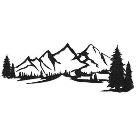 Drevená nástenná dekorácia - Horská panoráma
