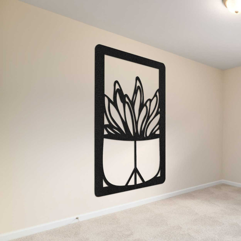 Veľká drevená dekorácia na stenu s prírodným motívom kaktusu