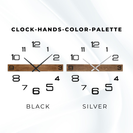 Dizajnové drevené nástenné hodiny s tmavými ručičkami a oddelenými, veľkými číslicami. Dizajnové drevené nástenné hodiny s tmavými ručičkami a oddelenými, veľkými číslicami.