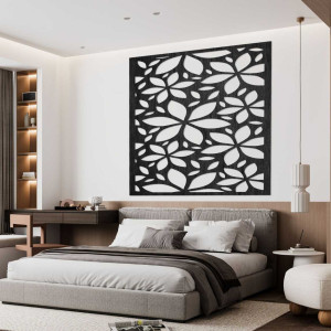 Drevený dekorácia na stenu kvety štvorec- SAJFO 2