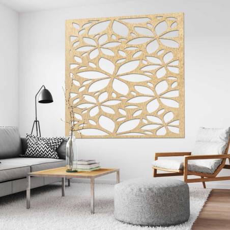 Drevený dekorácia na stenu kvety štvorec- SAJFO