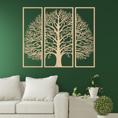 Drevená nástenná dekorácia Strom života: 3-dielna drevená dekorácia na stenu Drevená nástenná dekorácia Strom života: 3-dielna drevená dekorácia na stenu