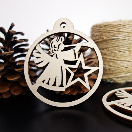 Vianočná ozdoba vyrobená z dreva - Anjel, rozmer: 79x90 mm Vianočná ozdoba vyrobená z dreva - Anjel, rozmer: 79x90 mm