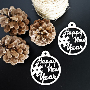 Drevená ozdoba na Vianočný stromček - Nový Rok, rozmer: 79x90 mm
