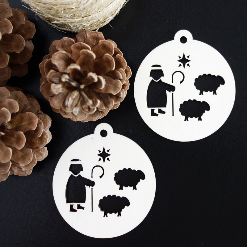 Ozdoba na vianoce vyrobená z dreva-Pastier, rozmer:79x90 mm