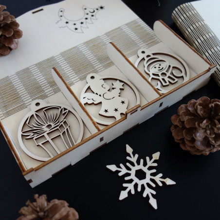 Drevené vianočné ozdoby, 1sada-18 kusov