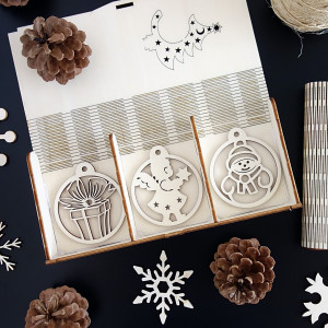 Drevené vianočné ozdoby, 1sada-18 kusov 2