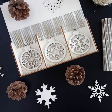 Drevené vianočné ozdoby, 1 sada-18 kusov