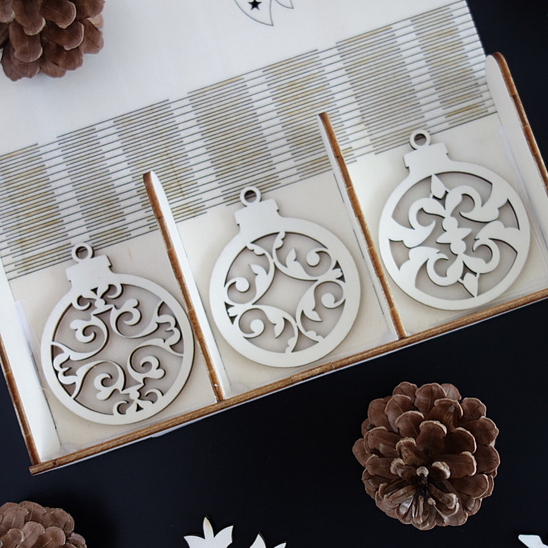 Drevené vianočné ozdoby, 1 sada-18 kusov