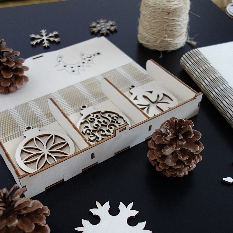 Sada drevených dekorácií na Vianoce, 1 sada-18 kusov