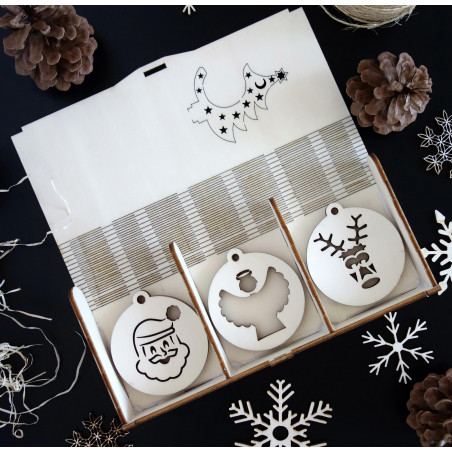 Kolekcia vianočných drevených ozdôb, 1 sada -18 kusov