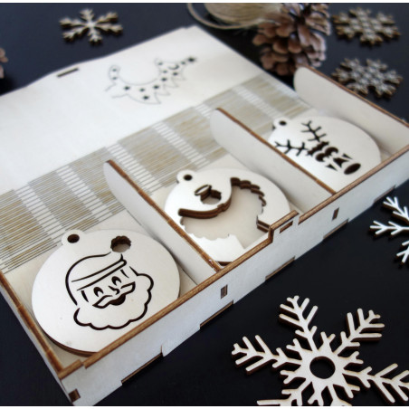 Kolekcia vianočných drevených ozdôb, 1 sada -18 kusov