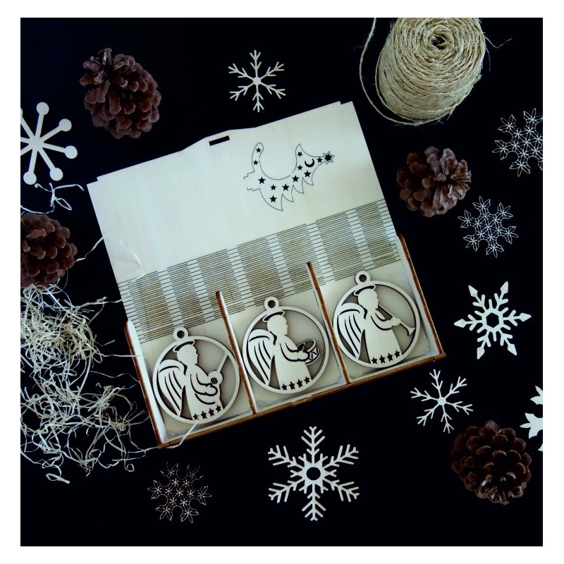 Vintage drevené vianočné ozdoby,sada obsahuje 18 kusov