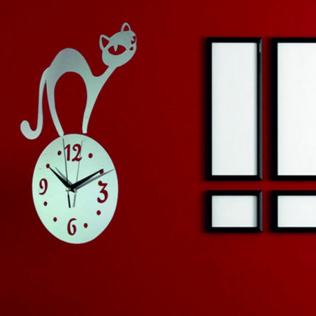 Nástenné hodiny mačka ( zrkadlové hodiny na stenu kocúr) SIMON