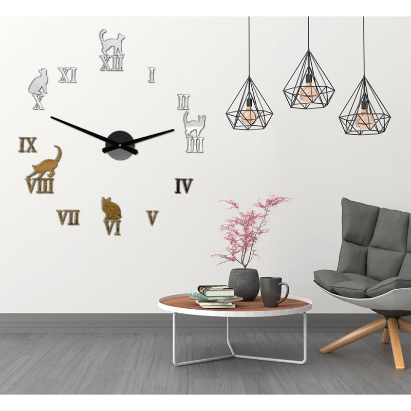 Nalepovacie hodiny na stenu mačky