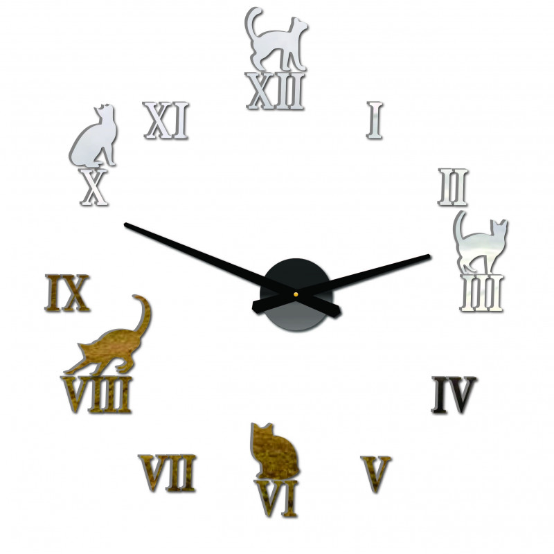 Nalepovacie hodiny na stenu mačky