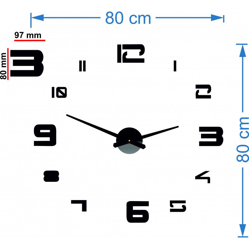 Nástenné hodiny nalepovacie  veľké plexi DIY STRONGO