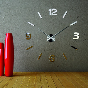 Nástenné hodiny zrkadlové velké DIY 3D PENA PMMA