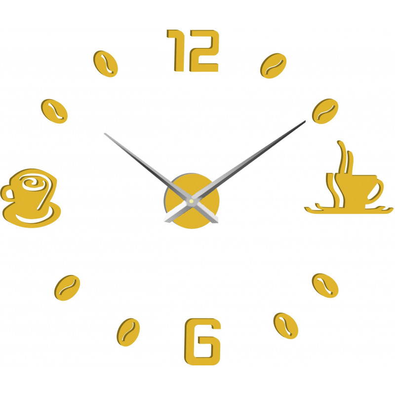 Veľké nástenné hodiny nalepovacie COFFE PLEXI