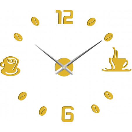 Veľké nástenné hodiny nalepovacie COFFE PLEXI Veľké nástenné hodiny nalepovacie COFFE PLEXI