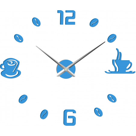Veľké nástenné hodiny nalepovacie COFFE PLEXI Veľké nástenné hodiny nalepovacie COFFE PLEXI
