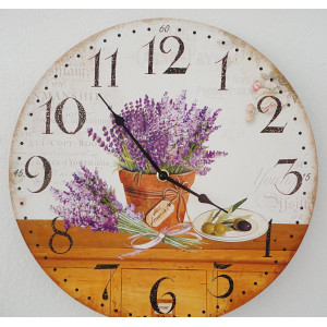 Drevene hodiny levandulovy sen MDF . Fi 30 cm