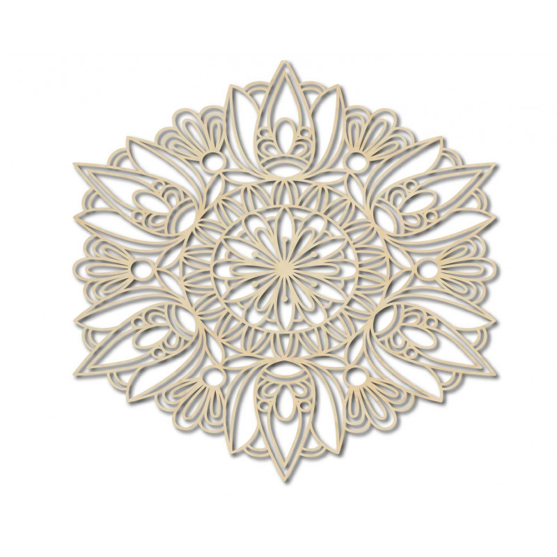 Vyrezávaná mandala drevený obraz na stenu z preglejky rose