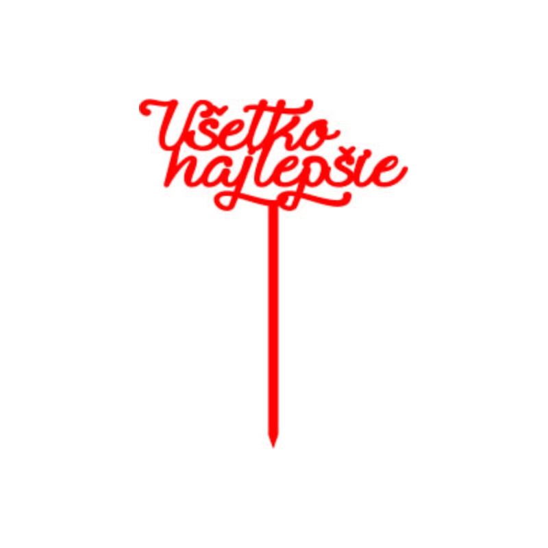 Plastový zápich na tortu všetko najlepšie  Rozmer 138 x 180 mm